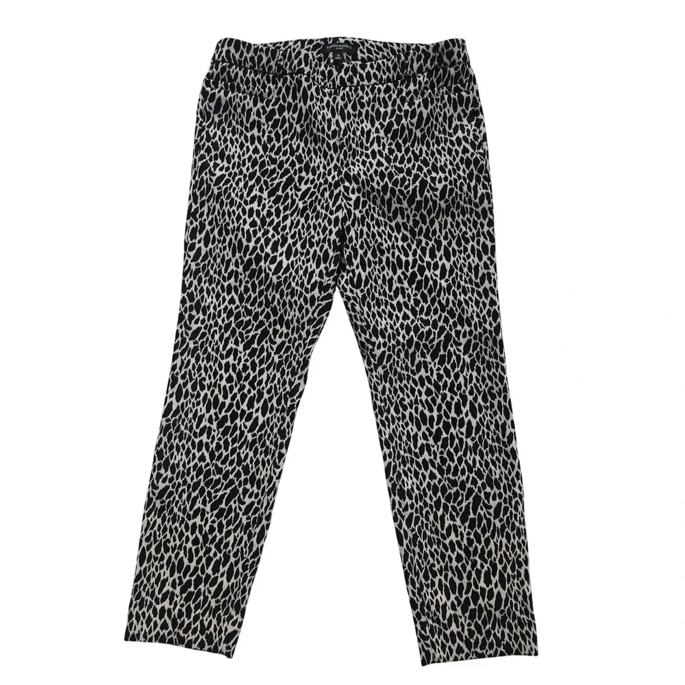 Banana Republic Sloan Leopard Animal Print Ankle Pants Tan Black Size 10